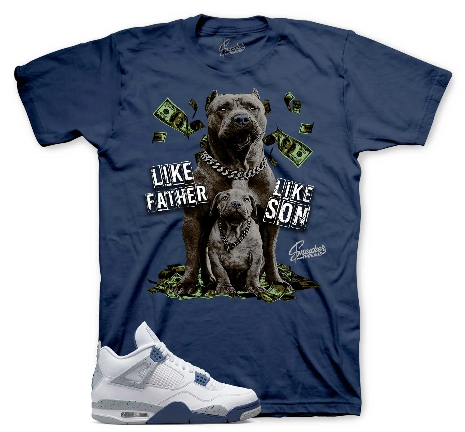 Retro 4 Midnight Navy Father Like Son Shirt