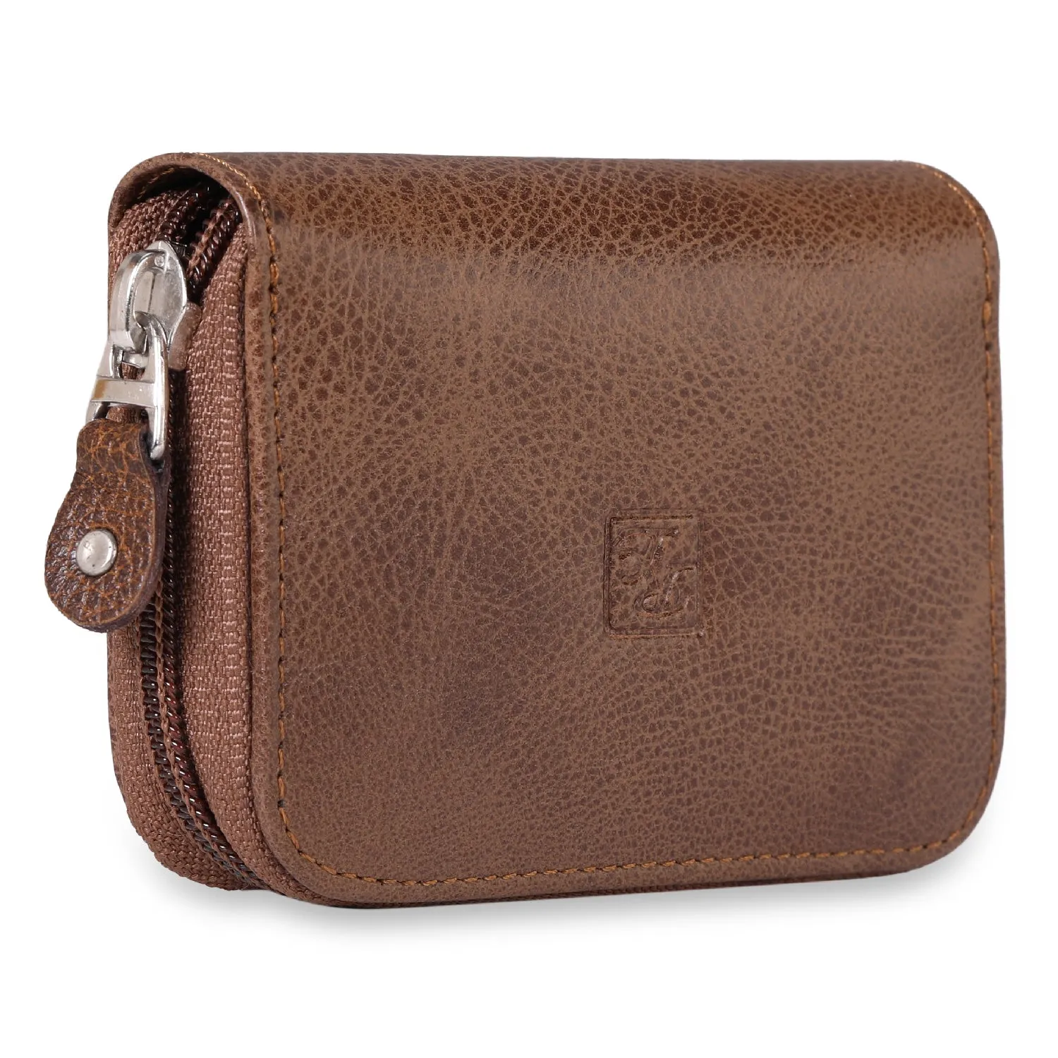 RL Gusset Full Zip Unisex Leather Card Holder