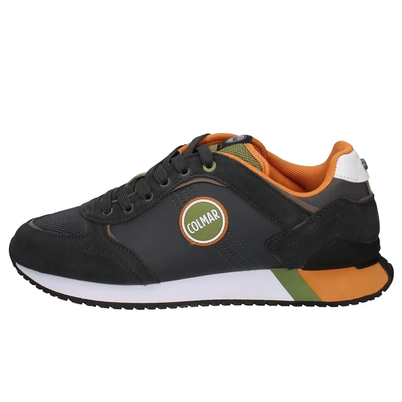 Scarpe da Uomo COLMAR Art. TRAVISPLUS COLORS 020 sneakers ANTRACITE GREEN ORANGE