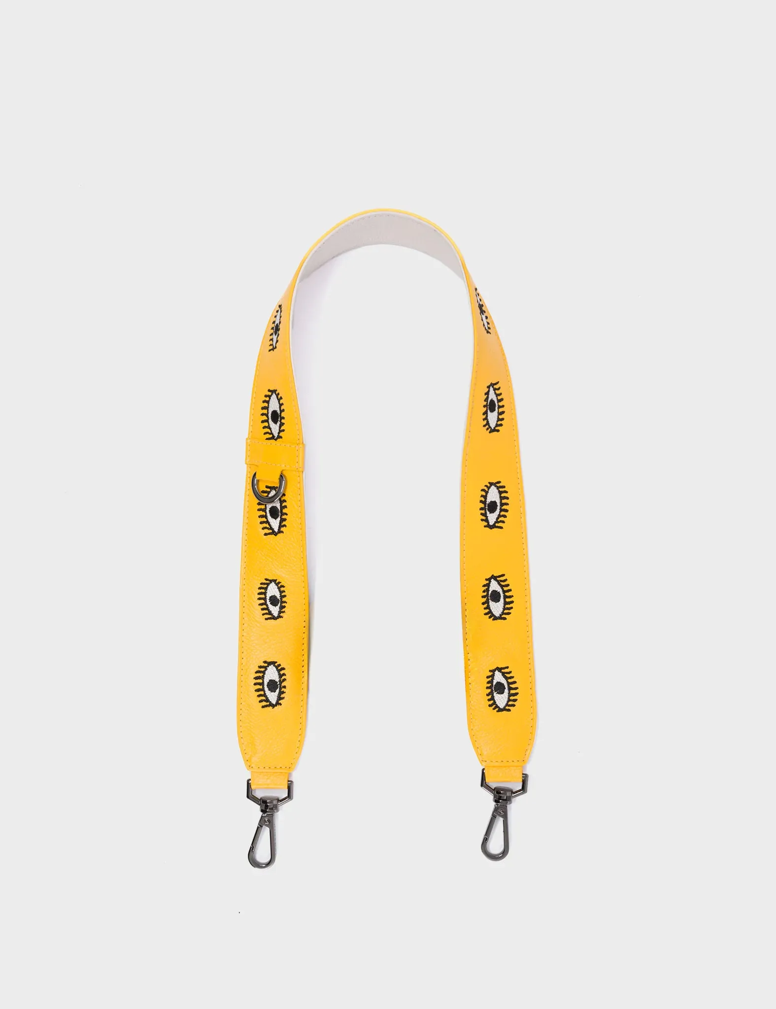 Short Detachable Yellow Leather Strap - All Over Eyes Embroidery