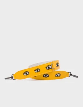 Short Detachable Yellow Leather Strap - All Over Eyes Embroidery