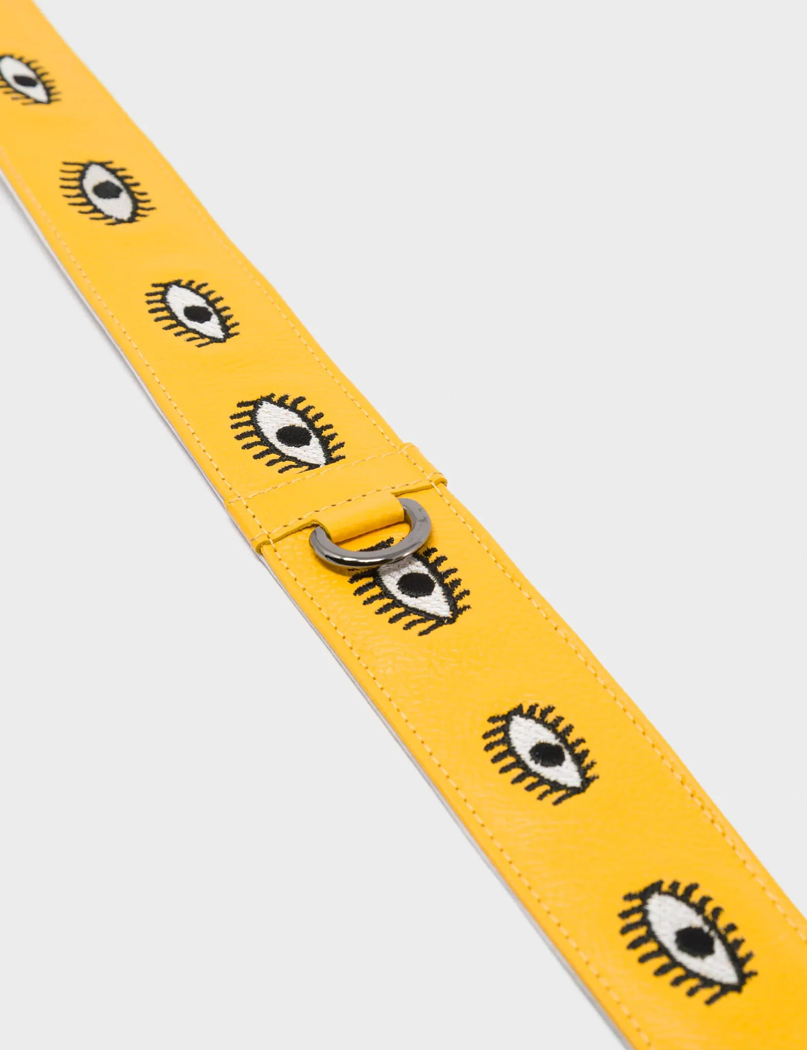 Short Detachable Yellow Leather Strap - All Over Eyes Embroidery