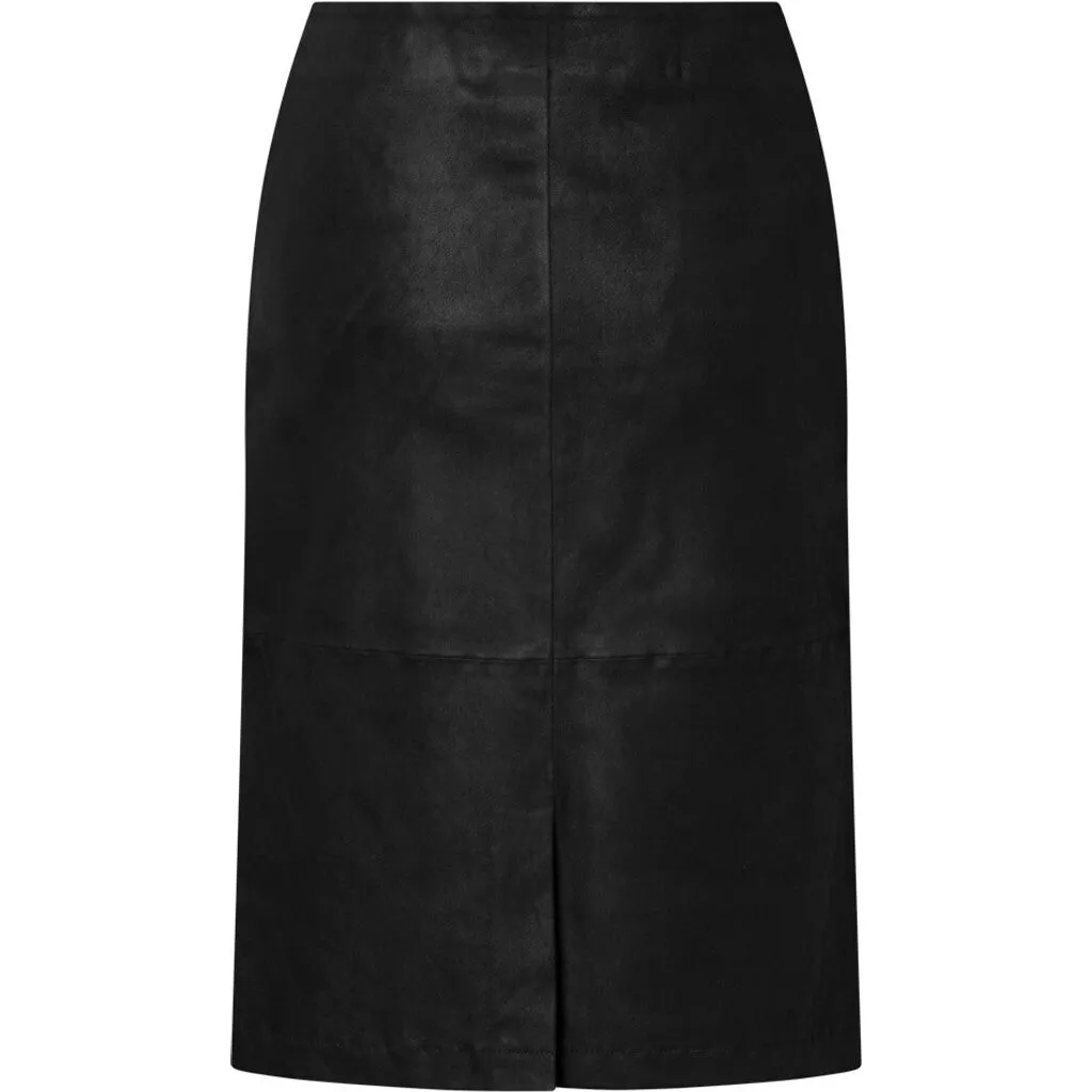 Stretch skirt in soft leather quality / 50842 - Black (Nero)