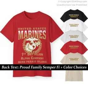 T-Shirt: Alpha Co. MCRD Parris Island (EGA   Back Proud Family)