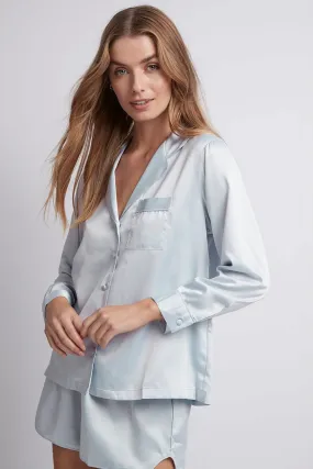 Toni Long Sleeve with Short Pyjama Set - Eggshell Blue