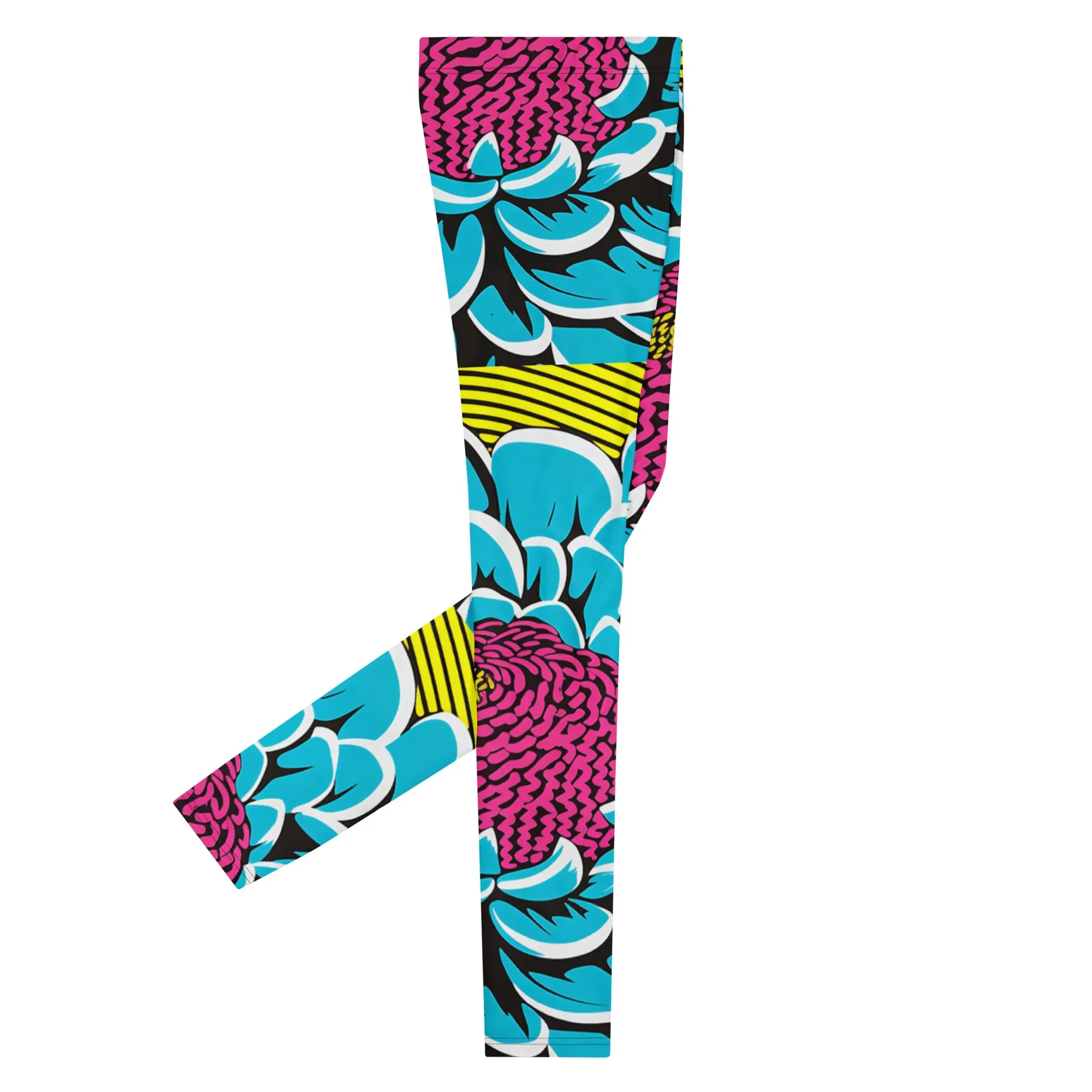 Unleash Your Inner Pop Art Fan with Men's Dahlia Print Athletic Leggings 002