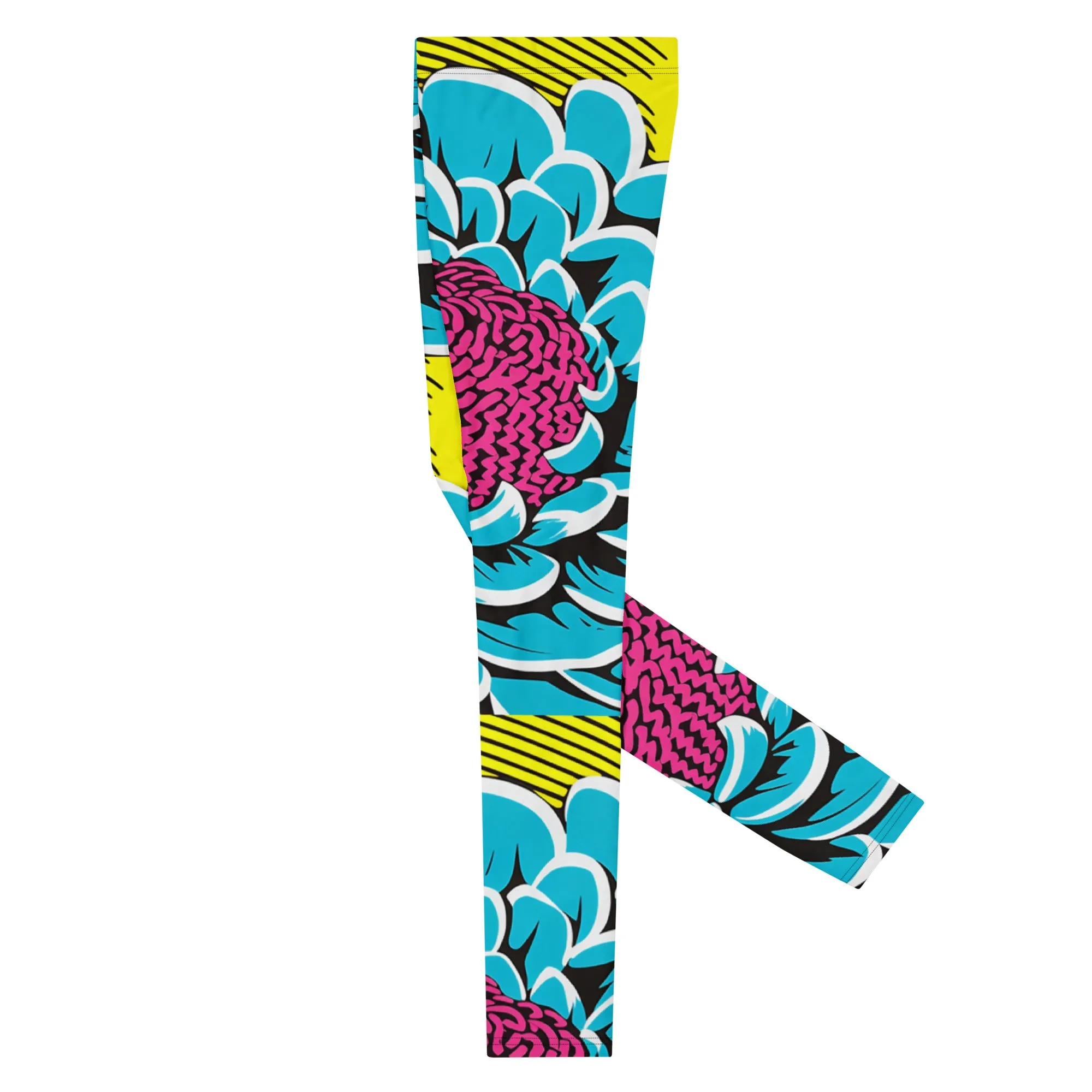 Unleash Your Inner Pop Art Fan with Men's Dahlia Print Athletic Leggings 002