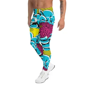 Unleash Your Inner Pop Art Fan with Men's Dahlia Print Athletic Leggings 002