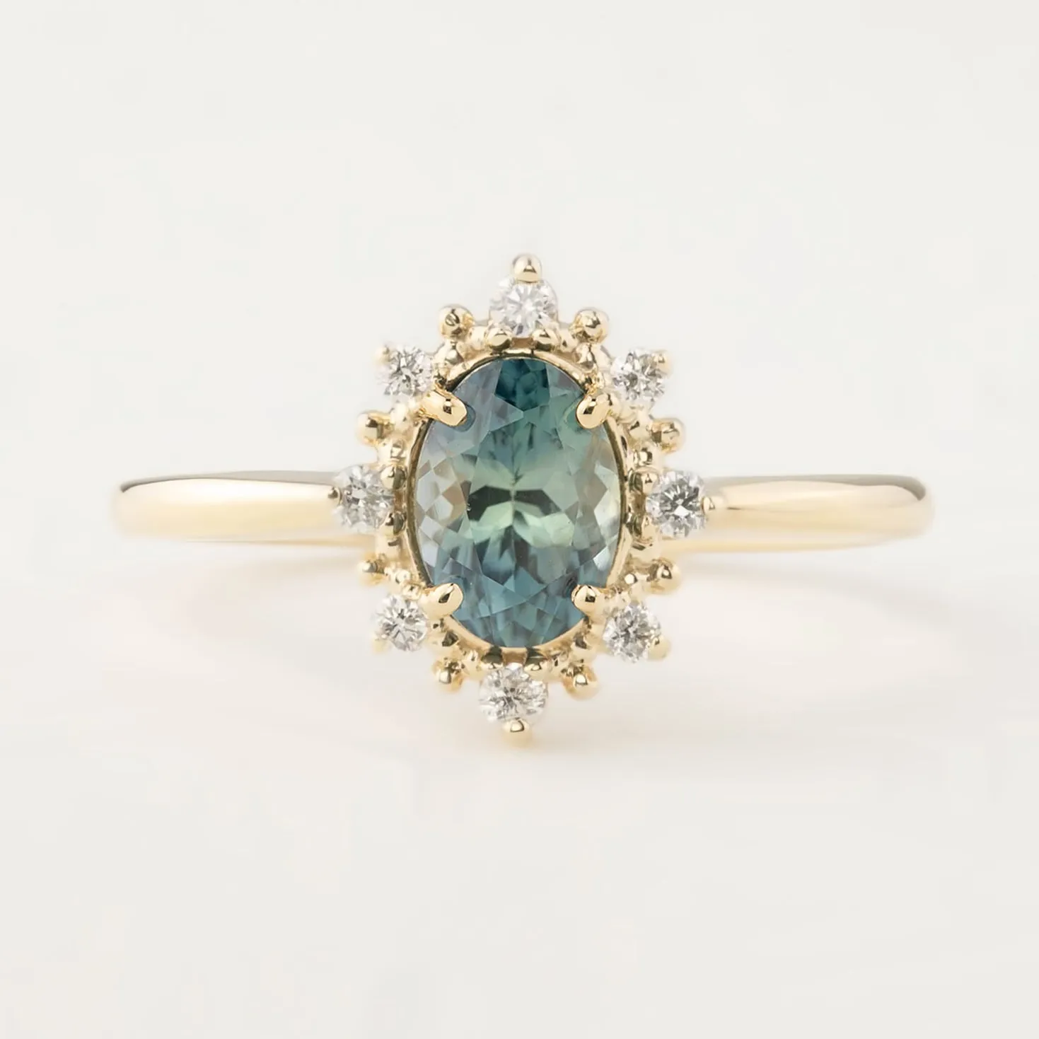 Victoria Ring - 0.97ct Light Aqua Blue Green Montana Sapphire (One of a kind)