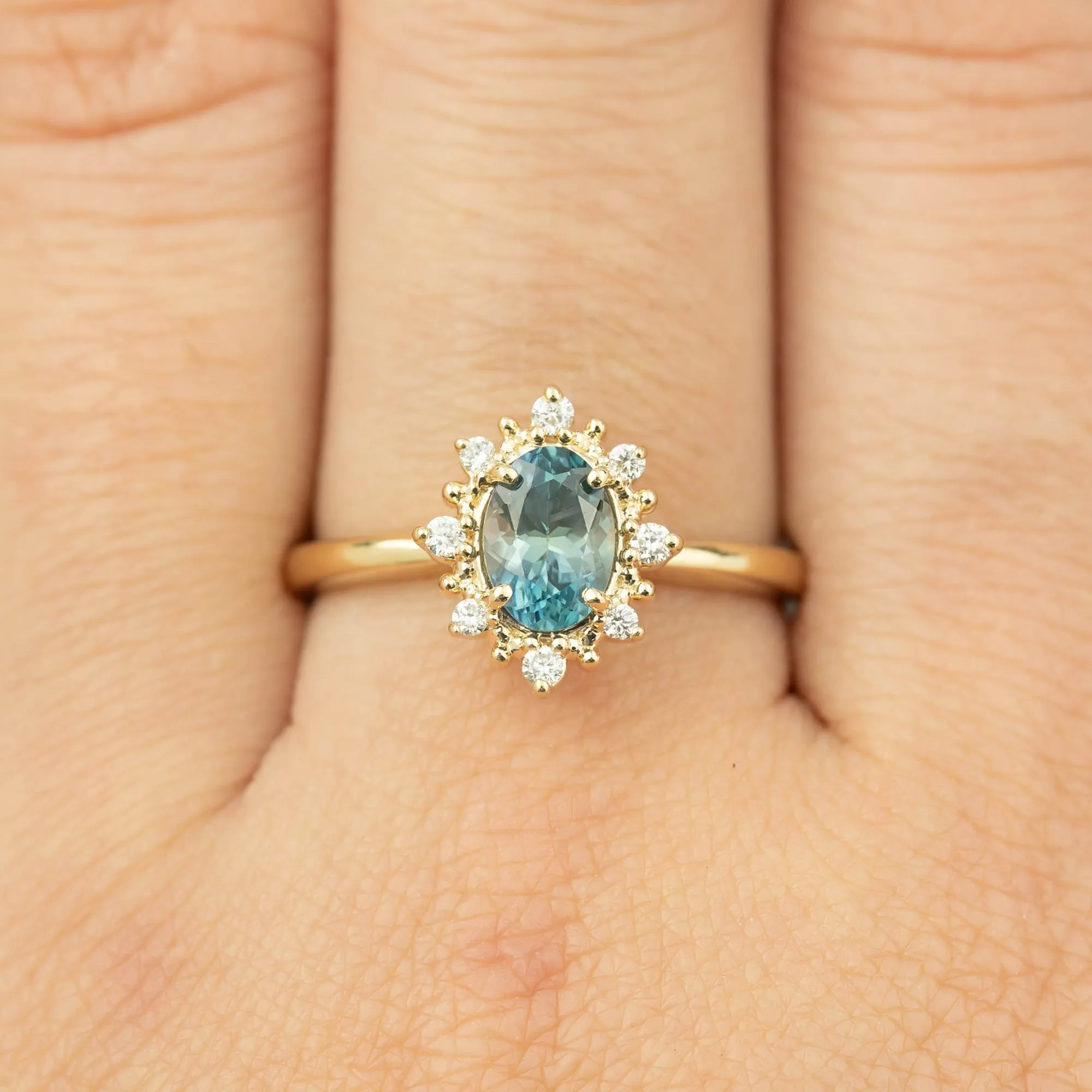 Victoria Ring - 0.97ct Light Aqua Blue Green Montana Sapphire (One of a kind)