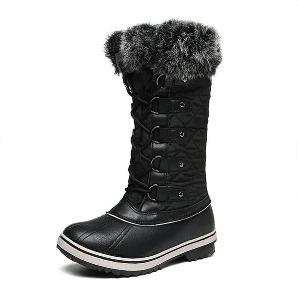 Women's Casual Lace Up Plush Flat Snow Boots 91148115S