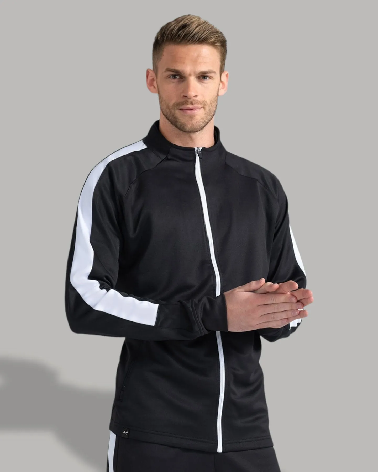 ― % ― FNS 0871 ― Unisex Tracksuit Sportjacke Trainingsjacke - Schwarz / Weiß [L]